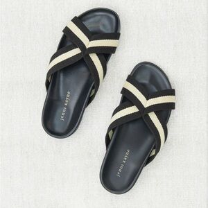 Jenni Kayne Cotton Crossover Sandal in Black Stripe